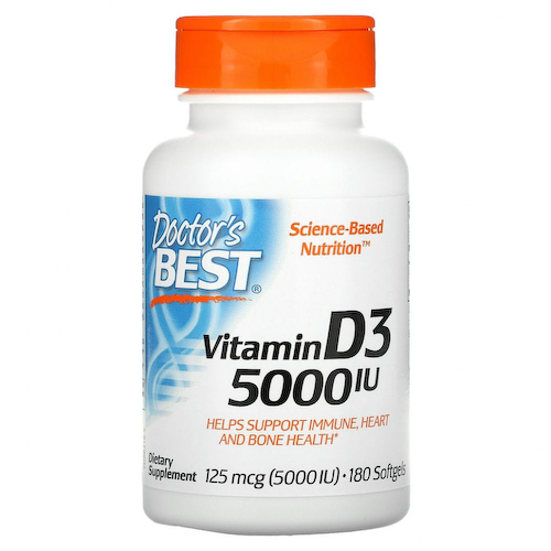 Doctor's Best, витамин D3, 125 мкг (5 000 МЕ), 180 капсул #1