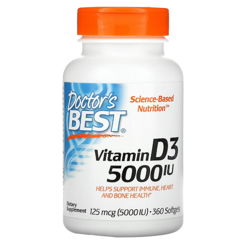 Doctor's Best, витамин D3, 125 мкг (5000 МЕ), 360 мягких таблеток #1