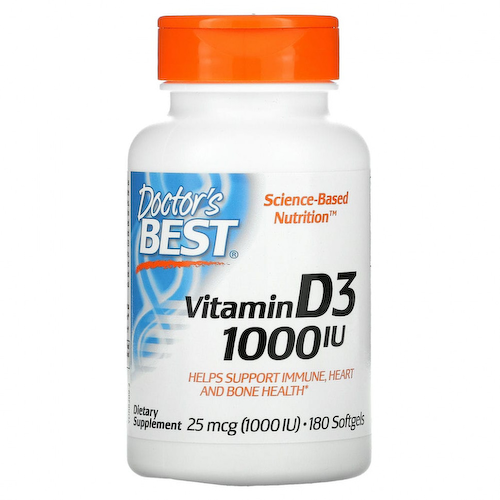 Doctor's Best, витамин D3, 25 мкг (1000 МЕ), 180 капсул #1