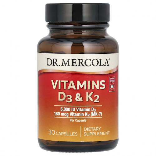 Dr. Mercola, витамины D3 и K2, 30 капсул #1