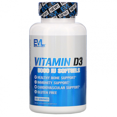 EVLution Nutrition, Витамин D3, 5000 МЕ, 120 мягких таблеток #1