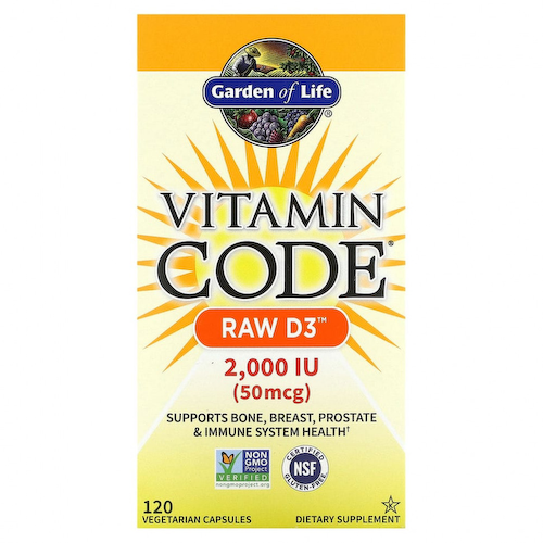 Garden of Life, Vitamin Code, RAW D3, 50 мкг (2000 МЕ), 120 вегетарианских капсул #1