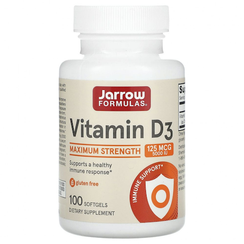 Jarrow Formulas, витамин D3, холекальциферол, 125 мкг (5000 МЕ), 100 капсул #1
