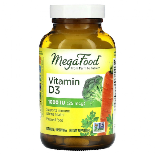 MegaFood, витамин D3, 1000 МЕ, 90 таблеток #1
