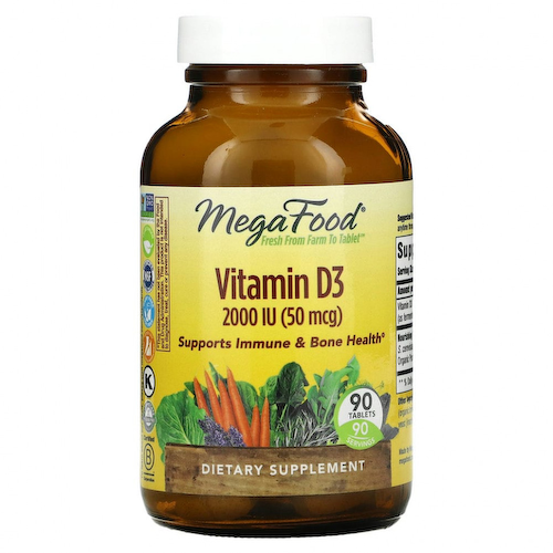 MegaFood, витамин D3, 2000 МЕ, 90 таблеток #1