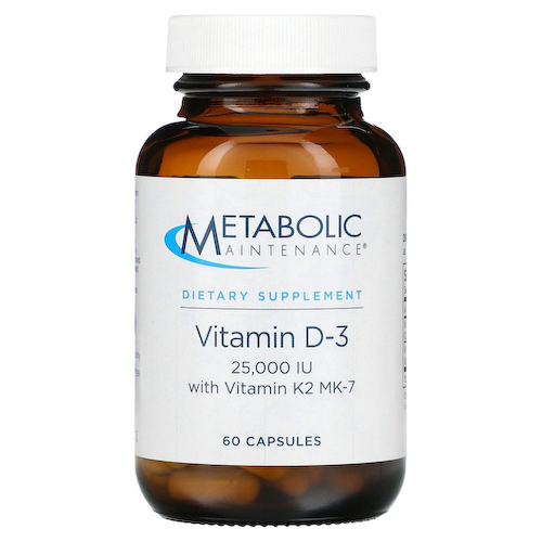 Metabolic Maintenance, Vitamin D-3 with Vitamin K2 MK-7, 25,000 IU, 60 Capsules #1