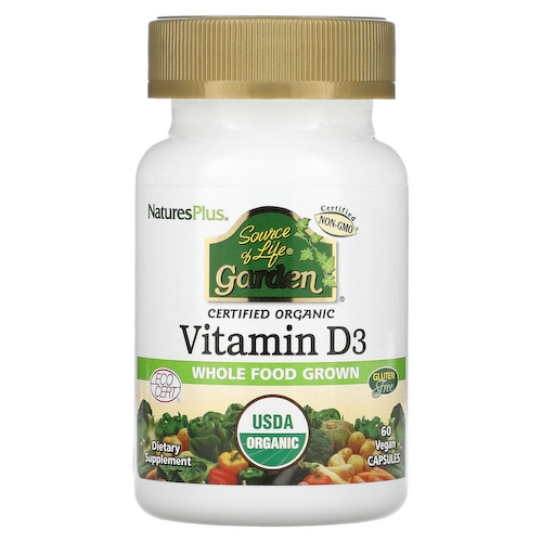 NaturesPlus, Source of Life, Garden, витамин D3, 60 веганских капсул #1