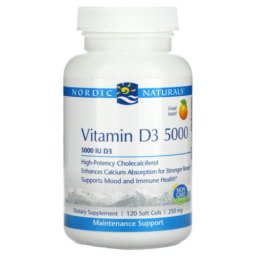 Nordic Naturals, витамин D3 5000, со вкусом апельсина, 5000 МЕ, 120 капсул #1