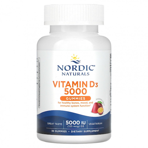 Nordic Naturals, Жевательные таблетки с витамином D3, маракуйя, 5000 МЕ (125 мкг), 30 жевательных таблеток #1