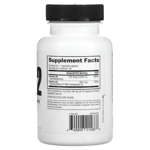 NutraBio Labs, D3 K2, 60 Veggie Capsules #1