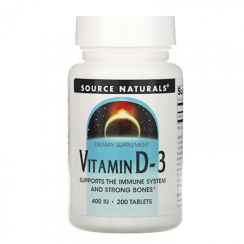 Source Naturals, Витамин D3, 400 МЕ, 200 таблеток #1