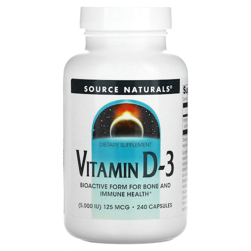 Source Naturals, Витамин D-3, 5000 МЕ, 240 капсул #1
