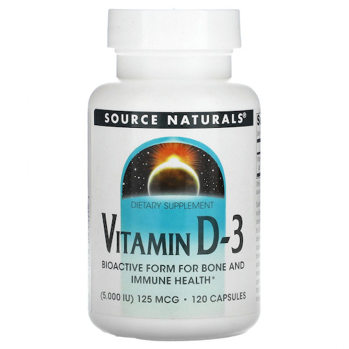 Source Naturals, витамин D3, 5000 МЕ, 120 капсул #1