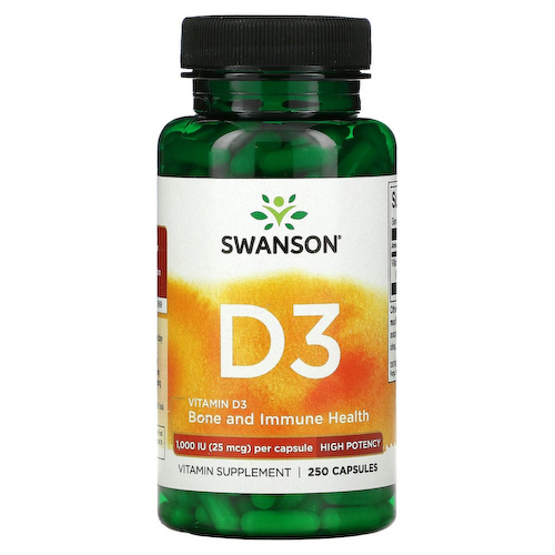 Swanson, Витамин D3, 1000 МЕ (25 мкг), 250 капсул #1