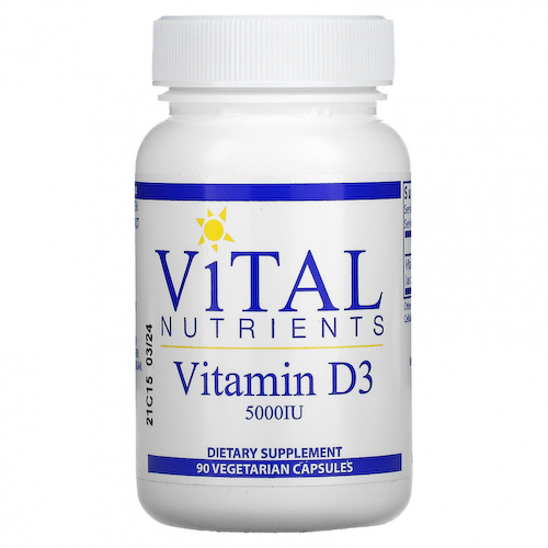 Vital Nutrients, Витамин D3, 5000 МЕ, 90 вегетарианских капсул #1