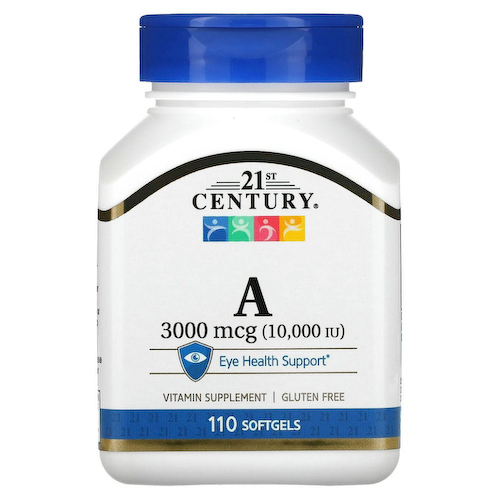 21st Century, Витамин A, 3000 мкг (10 000 МЕ), 110 мягких таблеток #1