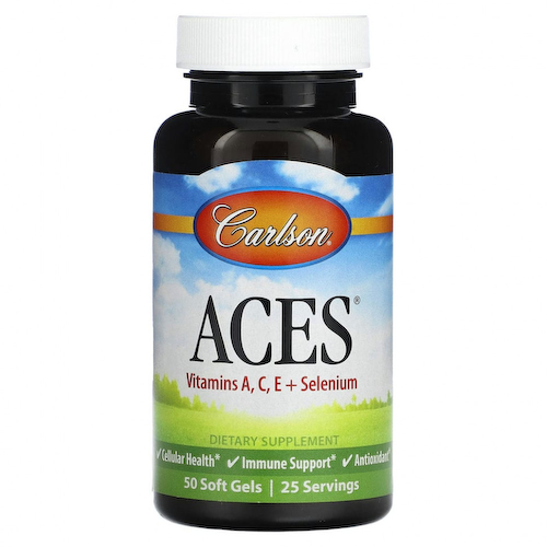 Carlson, ACES, витамины A, C, E + селен, 50 мягких таблеток #1