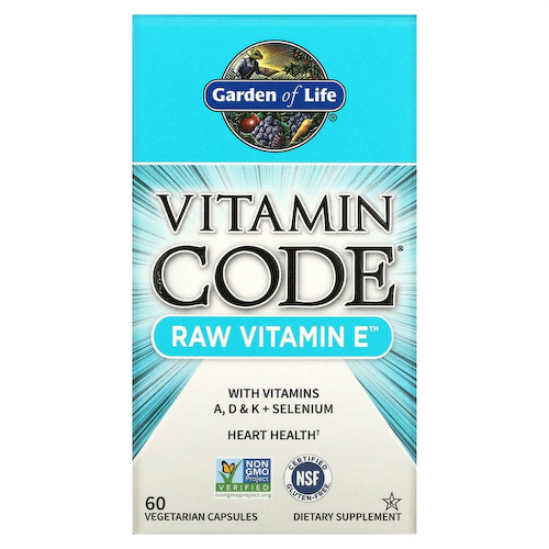 Garden of Life, Vitamin Code®, сырой витамин E, 60 растительных капсул #1