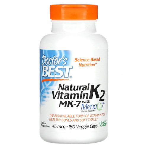 Doctor's Best, натуральный витамин K2 MK-7 с MenaQ7, 45 мкг, 180 вегетарианских капсул #1