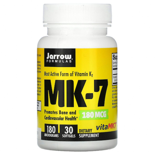 Jarrow Formulas, MK-7, самая активная форма витамина K2, 180 мкг, 30 мягких таблеток #1