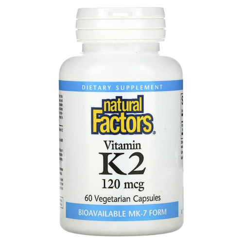 Natural Factors, витамин K2, 100 мкг, 60 вегетарианских капсул #1