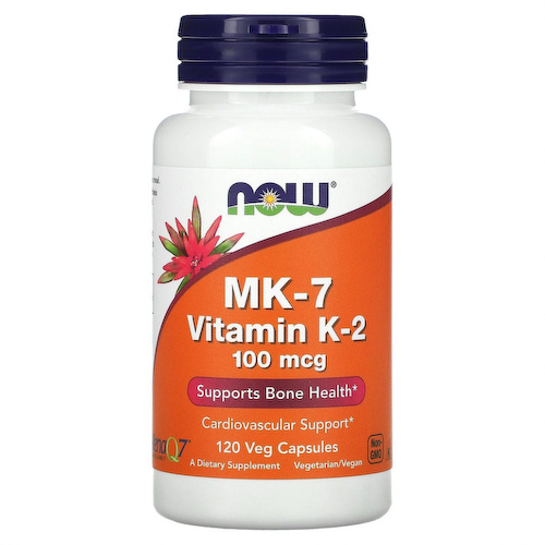 NOW Foods, MK-7, витамин K2, 100 мкг, 120 вегетарианских капсул #1
