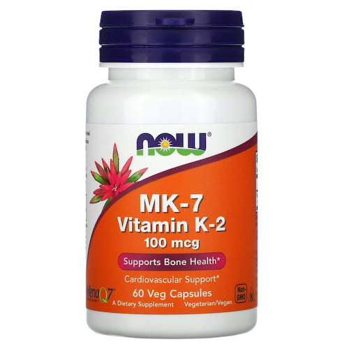 NOW Foods, MK-7, витамин K2, 100 мкг, 60 растительных капсул #1