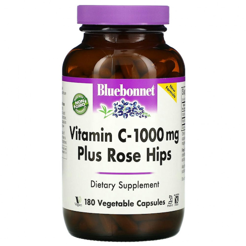 Bluebonnet Nutrition, витамин C с шиповником, 1000 мг, 180 растительных капсул #1