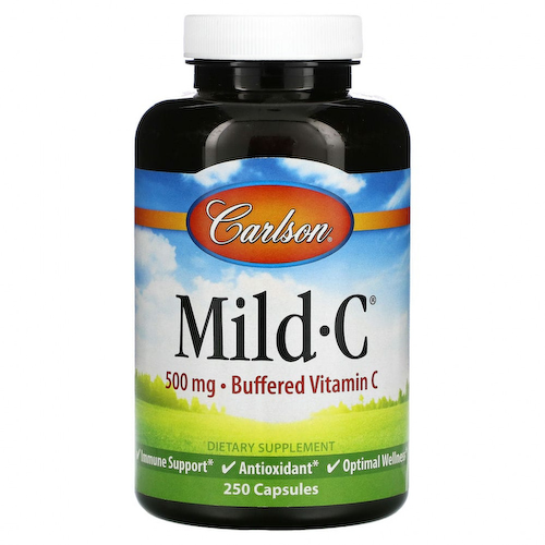 Carlson Labs, Mild-C, витамин C деликатного действия, 500 мг, 250 капсул #1