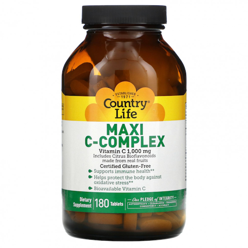 Country Life, Maxi C-Complex, 1000 мг, 180 таблеток #1