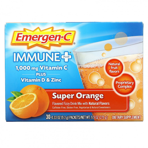 Emergen-C, Immune +, витамин C, витамин D и цинк, супер-апельсин, 30 пакетиков по 9,3 г (0,33 унции) #1