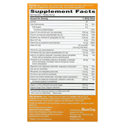 Emergen-C, Куркума и имбирь, цитрусовый и имбирь, 18 пакетиков по 9 г (0,32 унции) #1