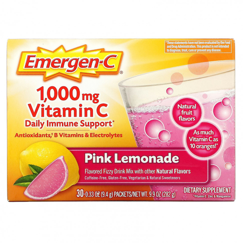 Emergen-C, Витамин C, смесь ароматизированных газированных напитков, розовый лимонад, 1000 мг, 30 пакетиков по 9,4 г (0,33 унции) #1