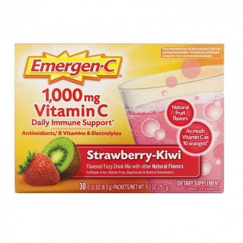 Emergen-C, Витамин C, смесь ароматизированных газированных напитков, клубника-киви, 1000 мг, 30 пакетиков по 0,31 унции (8,9 г) каждый #1
