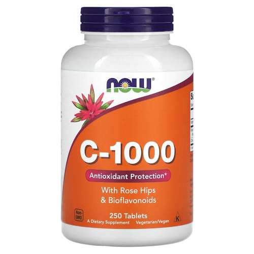 NOW Foods, C-1000, с шиповником и биофлавоноидами, 250 таблеток #1