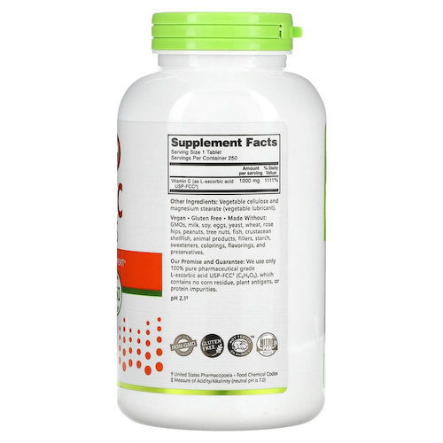 NutriBiotic, Immunity, витамин C, 1000 мг, 250 веганских таблеток #1