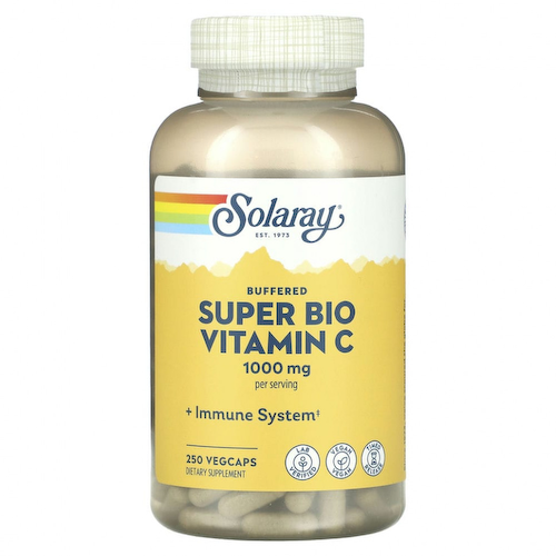 Solaray, Super Bio Vitamin C, витамин C медленного высвобождения, 250 вегетарианских капсул #1