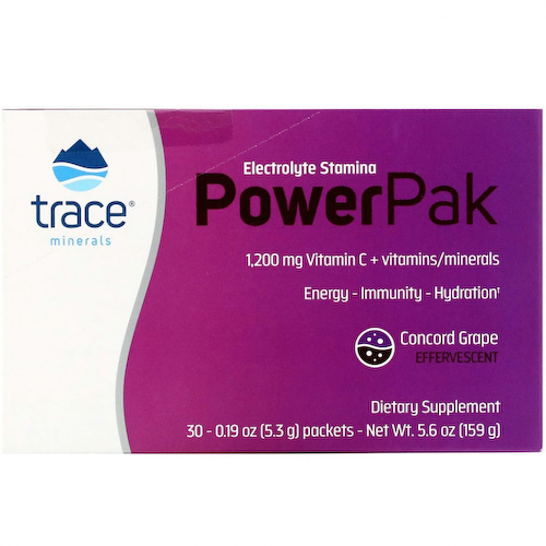 Trace Minerals ®, Electrolyte Stamina PowerPak, виноград Конкорд, 30 пакетиков. 5,3 г (0,19 унции) каждый #1