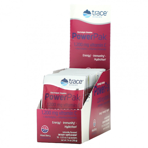 Trace Minerals ®, Electrolyte Stamina PowerPak, ягодная смесь, 30 пакетиков по 7 г (0,25 унции) #1