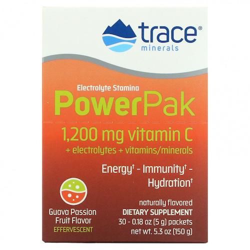 Trace Minerals ®, Electrolyte Stamina Power Pak, гуава и маракуйя, 30 пакетиков по 5 г (0,18 унции) #1
