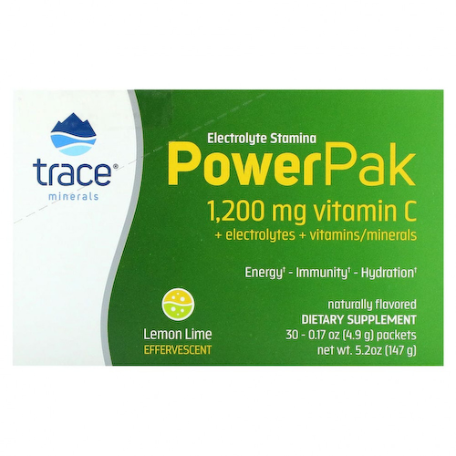 Trace Minerals ®, Electrolyte Stamina PowerPak, Лимонный лайм, 30 пакетов по 0,17 унции (4,9 г) каждый #1