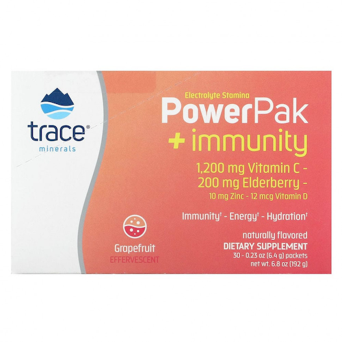 Trace Minerals ®, Electrolyte Stamina, PowerPak + Immunity, грейпфрут, 30 пакетиков по 6,4 г (0,23 унции) #1