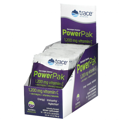 Trace Minerals ®, электролит для повышения выносливости, PowerPak, со вкусом ягод асаи, 30 пакетиков по 5,2 г (0,18 унции) #1