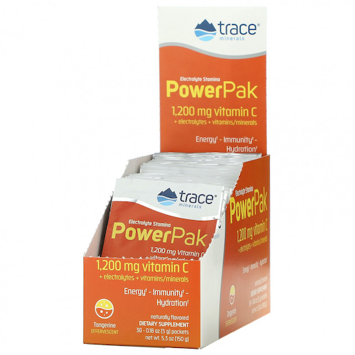 Trace Minerals ®, электролит для повышения выносливости, PowerPak, со вкусом мандарина, 30 пакетиков по 5 г (0,18 унции) #1