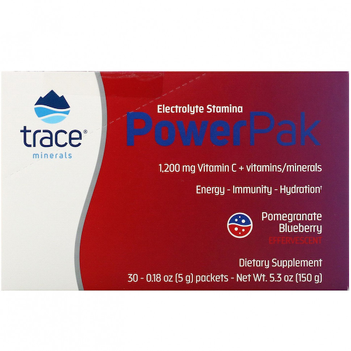 Trace Minerals ®, электролит для повышения выносливости, PowerPak, со вкусом граната и черники, 30 пакетиков по 5 г (0,18 унции) #1