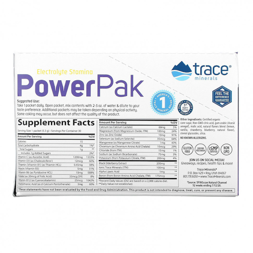 Trace Minerals ®, PowerPak + Immunity, лимон и ягоды, 30 пакетиков по 5,3 г (0,19 унции) #1