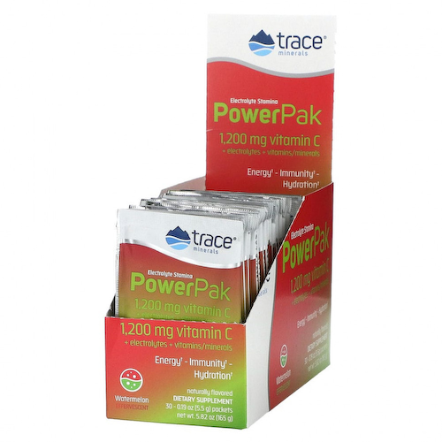 Trace Minerals ®, PowerPak, электролит для повышения выносливости, арбуз, 30 пакетиков по 5,5 г (0,19 унции) #1