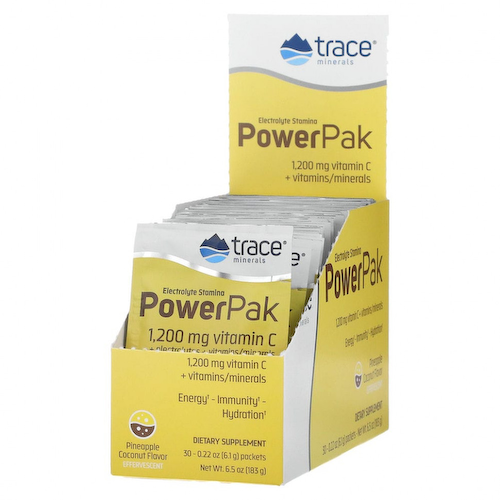Trace Minerals ®, PowerPak, электролит для повышения выносливости, ананас и кокос, 30 пакетиков, по 6,1 г (0,22 унции) #1