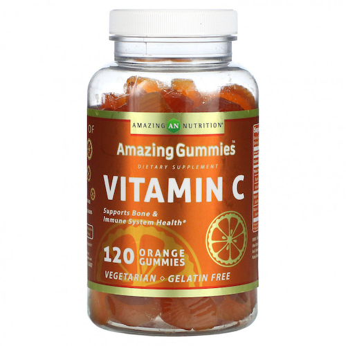 Amazing Nutrition, Amazing Gummies, витамин C, апельсин, 120 жевательных таблеток #1