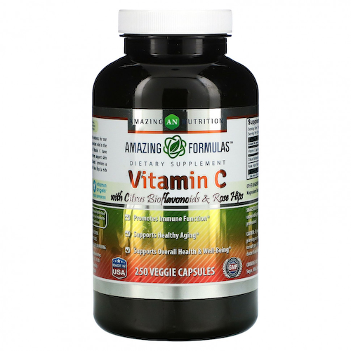 Amazing Nutrition, Витамин C с цитрусовыми биофлавоноидами и шиповником, 250 растительных капсул #1
